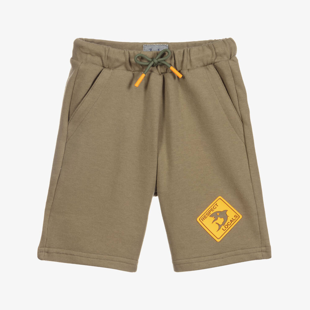 Il Gufo-شورت برمودا قطن جيرسي لون أخضر كاكي للأولاد | Childrensalon Outlet