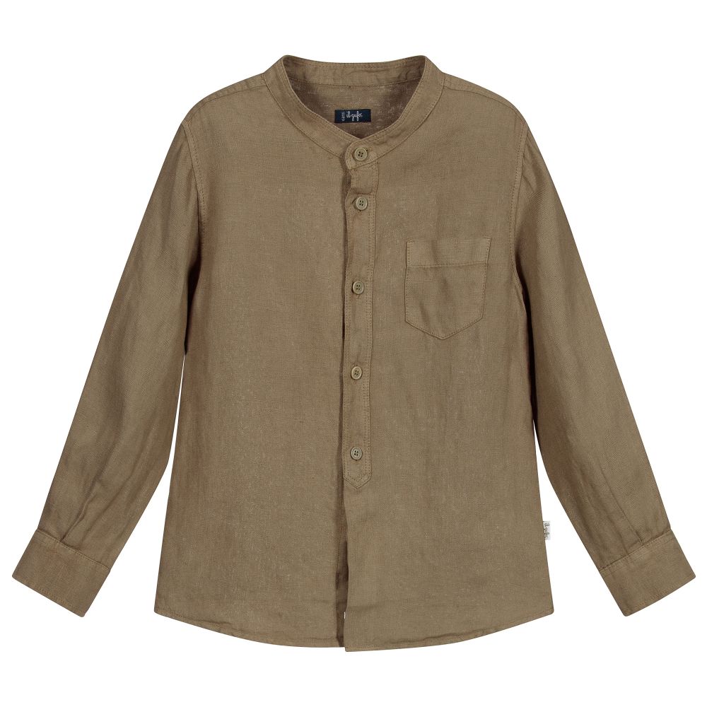 Il Gufo - Льняная рубашка цвета хаки | Childrensalon