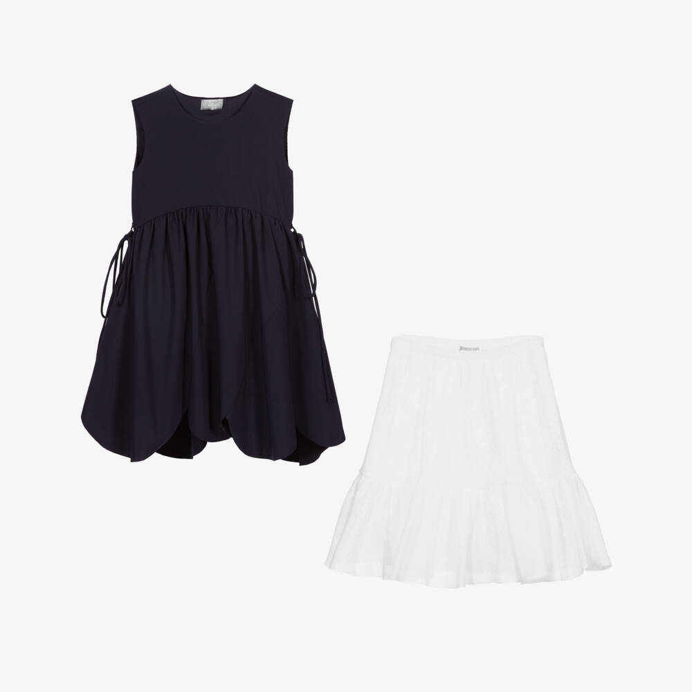 Il Gufo-Navy Blue Dress & Slip | Childrensalon Outlet
