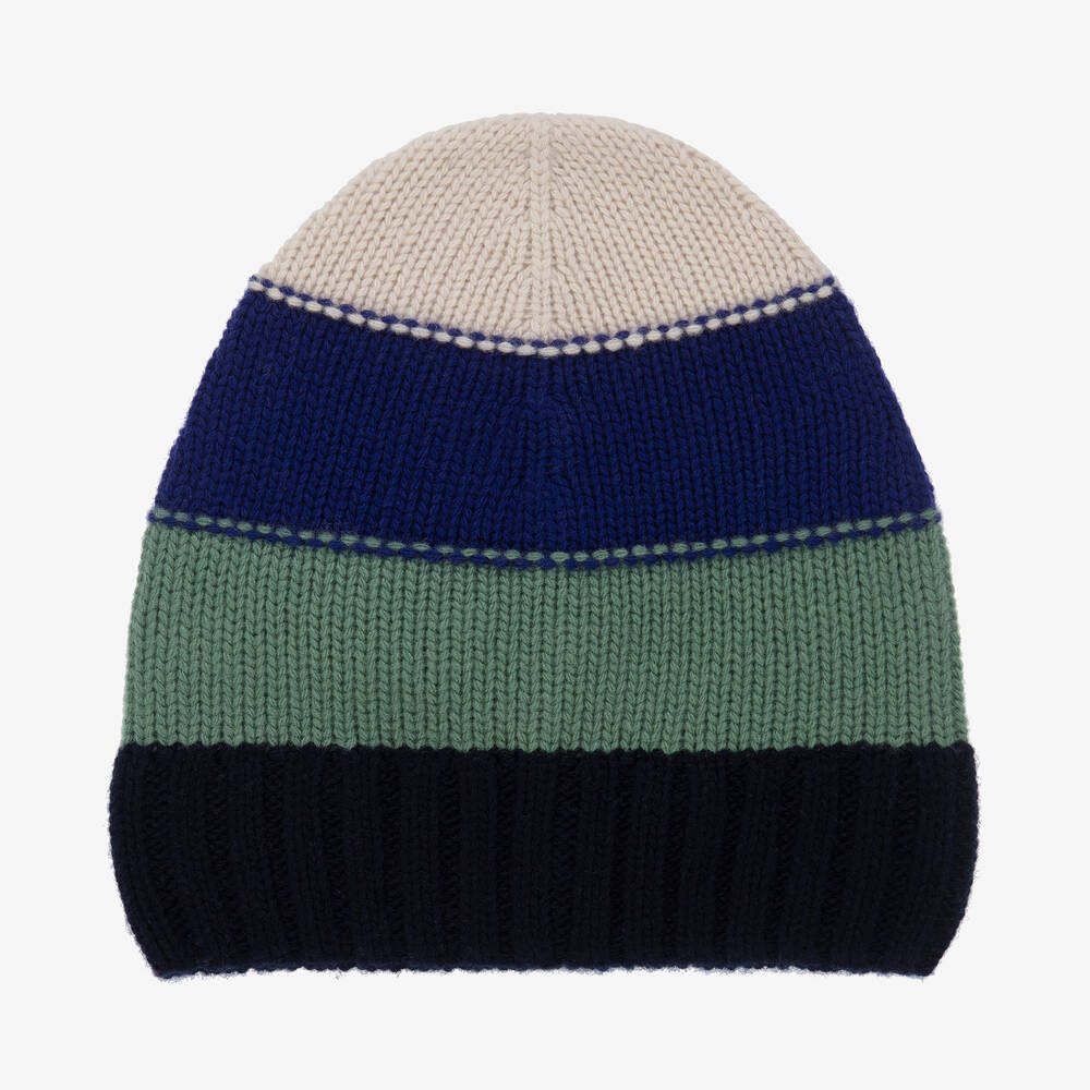 Il Gufo - Navy Blue & Green Wool Hat | Childrensalon