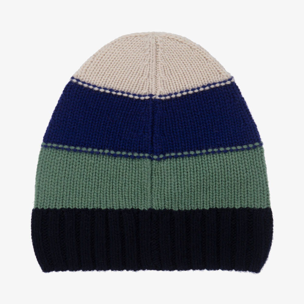 Il Gufo-Navy Blue & Green Wool Hat | Childrensalon Outlet
