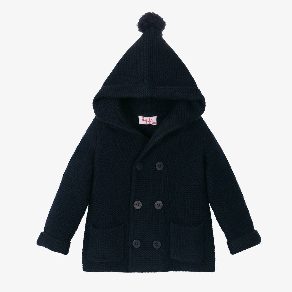 Il Gufo-Синий вязаный кардиган из мериносовой шерсти | Childrensalon Outlet