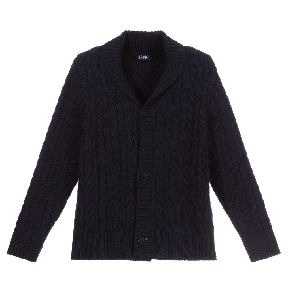 Il Gufo - Cardigan bleu marine en laine | Childrensalon