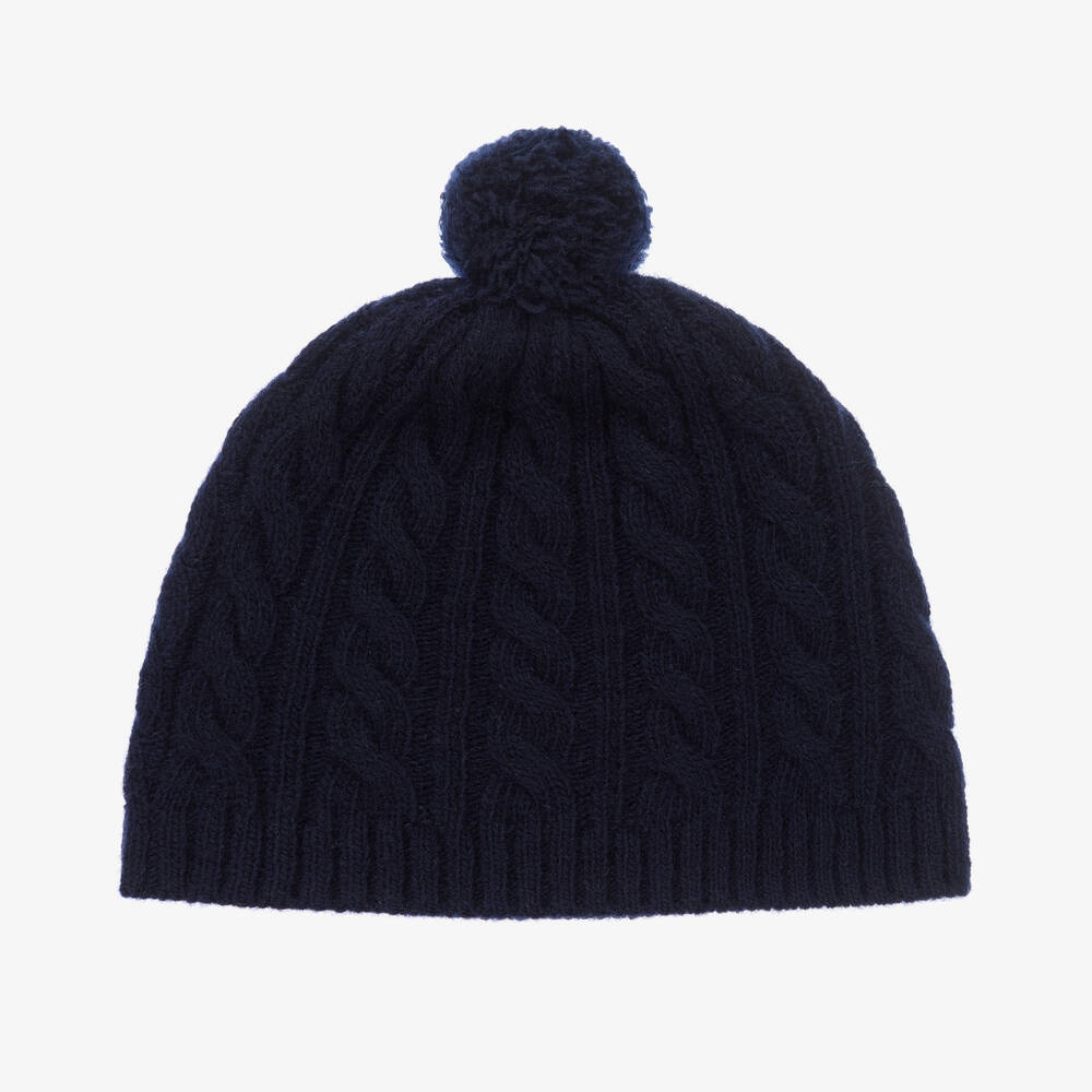 Il Gufo-Navy Blue Wool Knit Baby Hat | Childrensalon Outlet