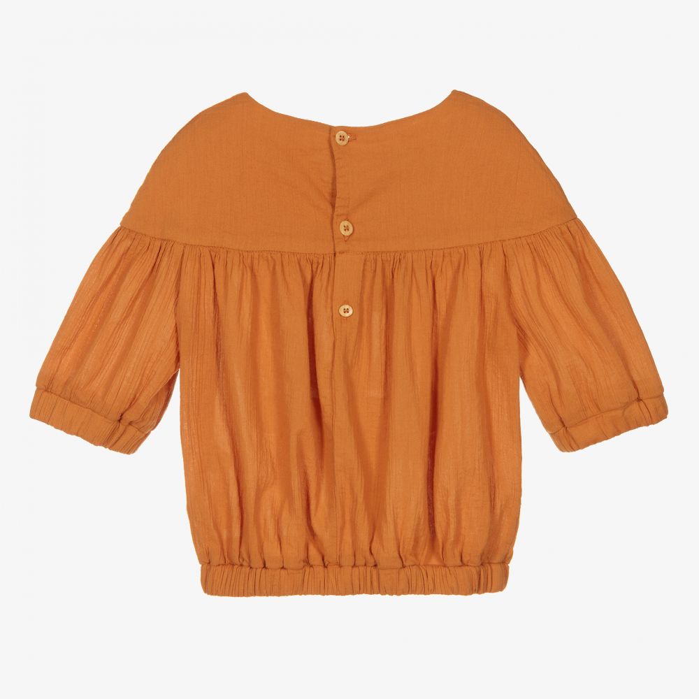 Il Gufo-Orange Cheesecloth Blouse | Childrensalon Outlet