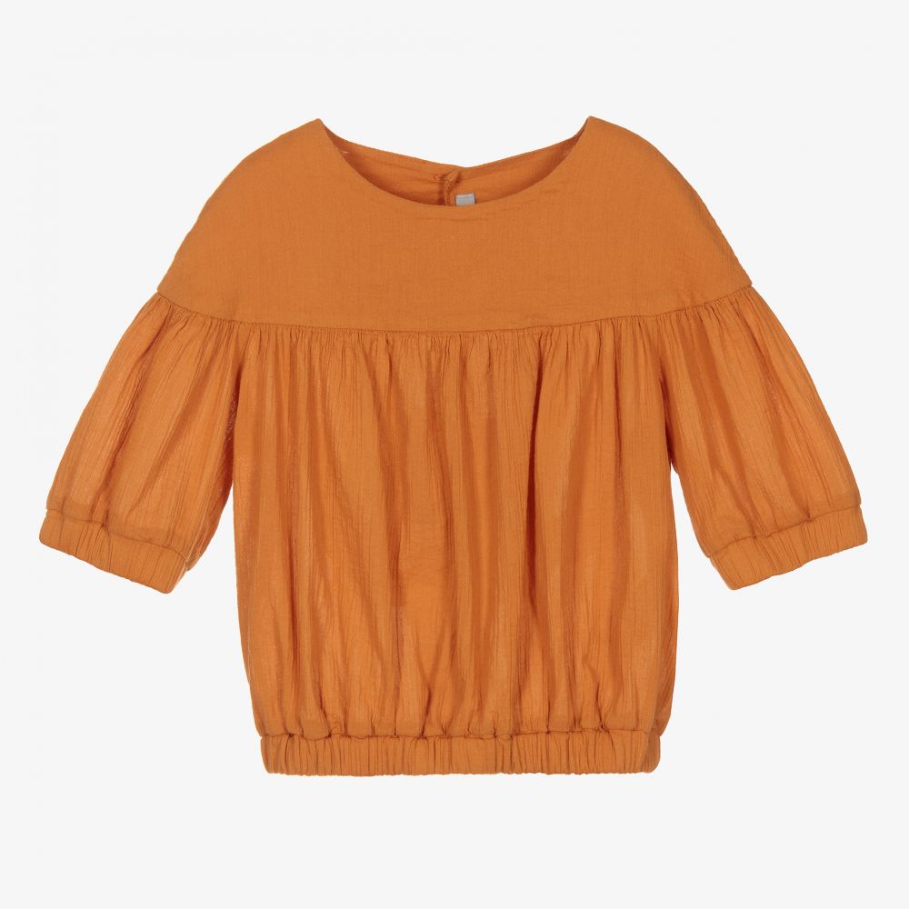 Il Gufo-Orange Cheesecloth Blouse | Childrensalon Outlet