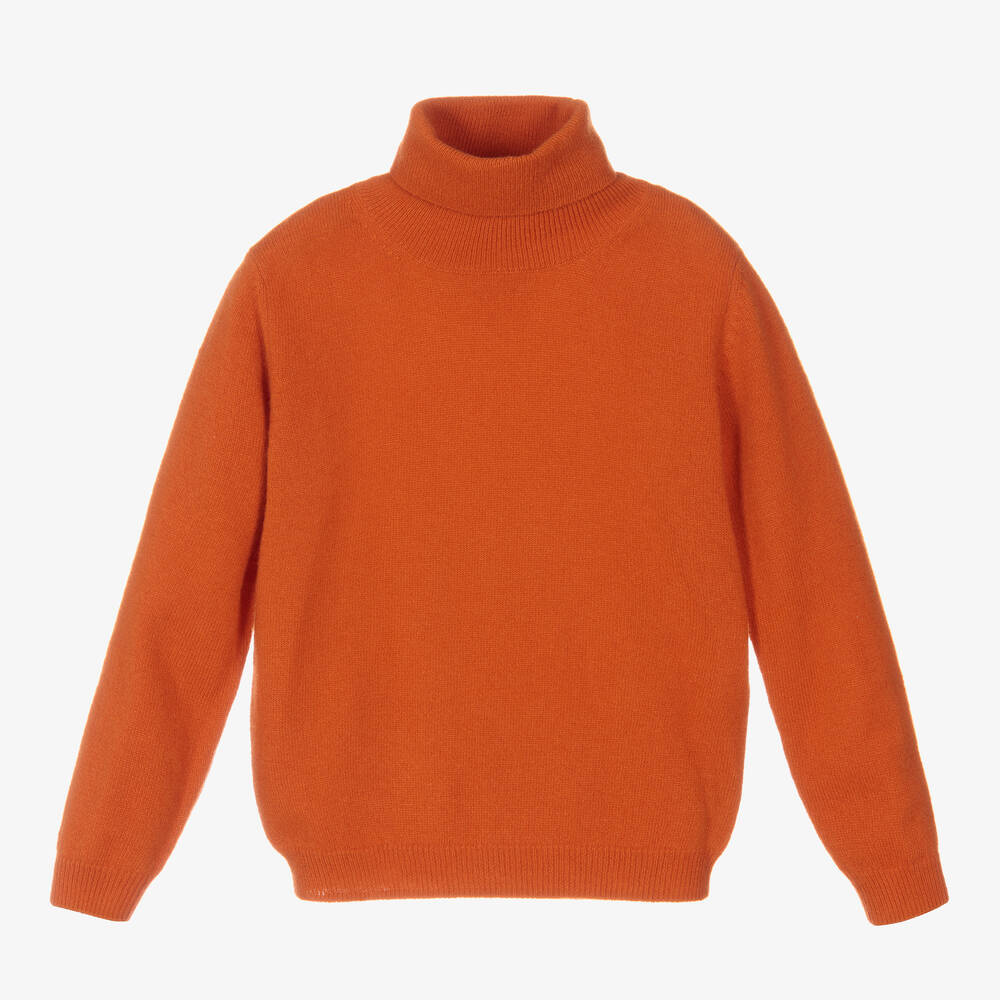 Il Gufo - Orange Wool Roll Neck Sweater | Childrensalon