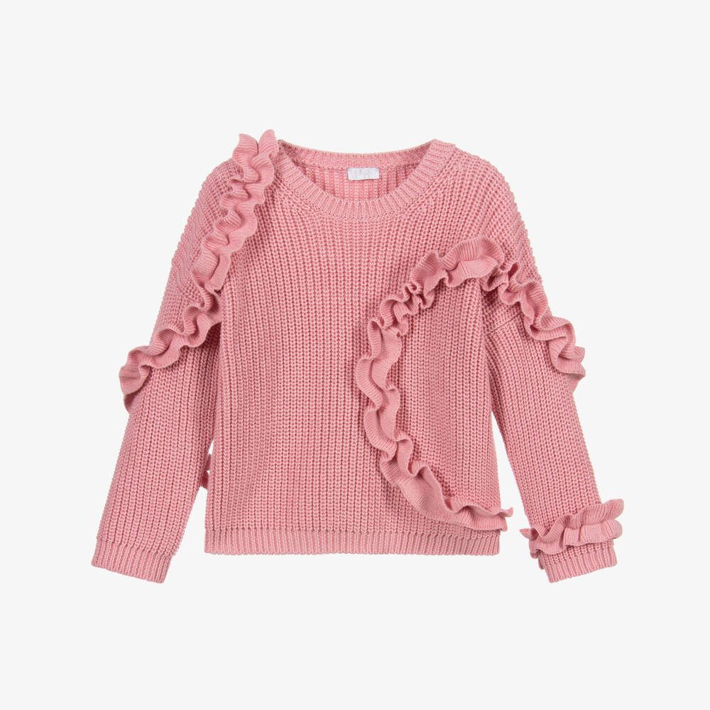 Il Gufo-كنزة قطن عضوي محبوك لون زهري | Childrensalon Outlet