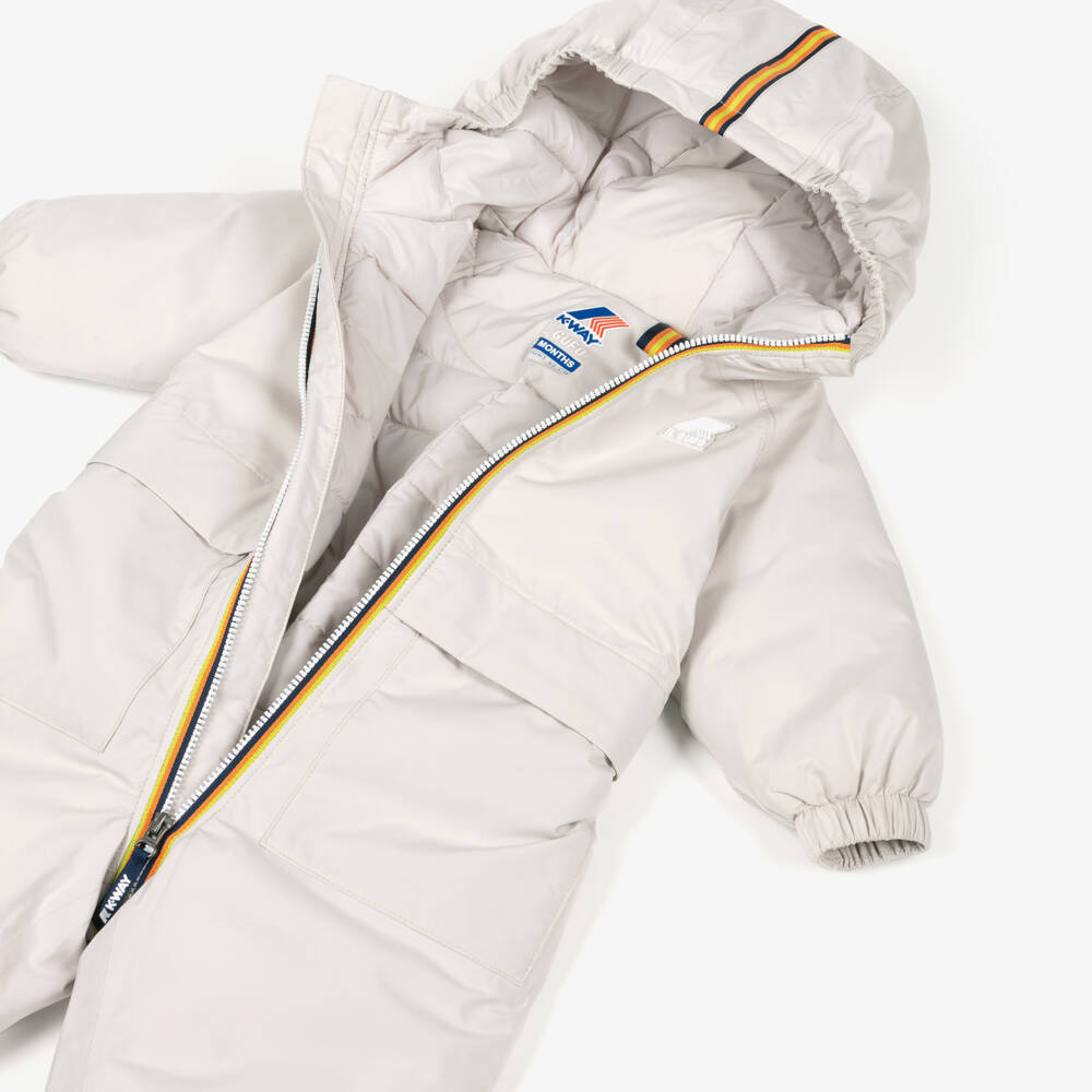 Il Gufo-Pale Beige K-Way Padded Baby Snowsuit | Childrensalon Outlet