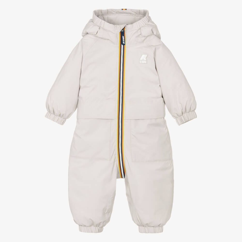 Il Gufo-Pale Beige K-Way Padded Baby Snowsuit | Childrensalon Outlet