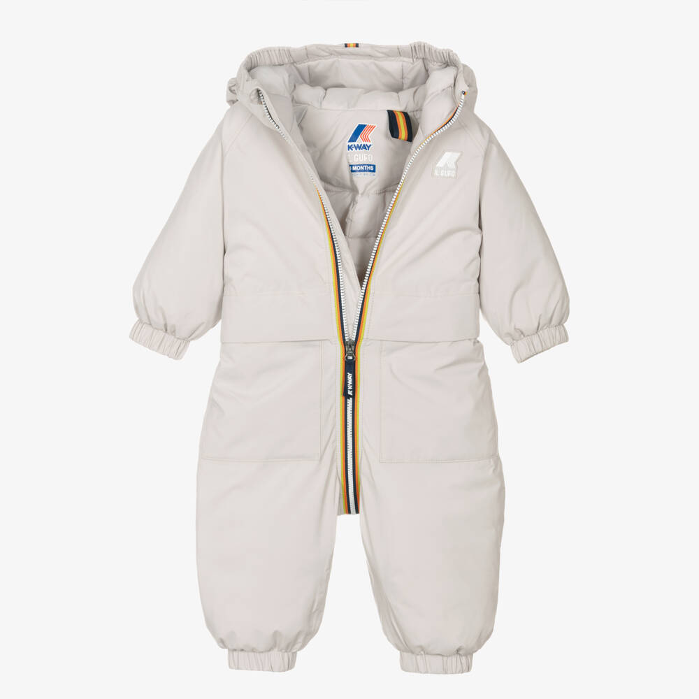 Il Gufo-Pale Beige K-Way Padded Baby Snowsuit | Childrensalon Outlet
