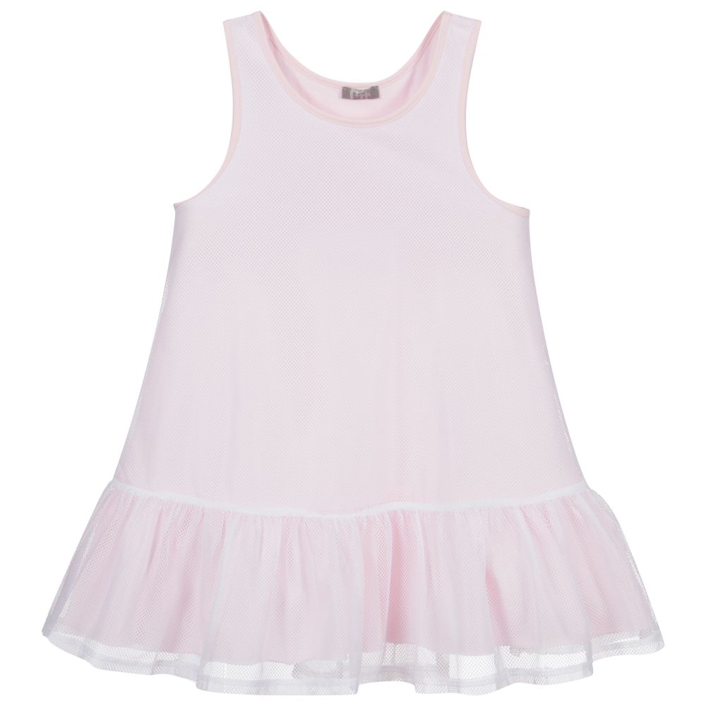 Il Gufo - Robe rose pâle et blanche en résille | Childrensalon