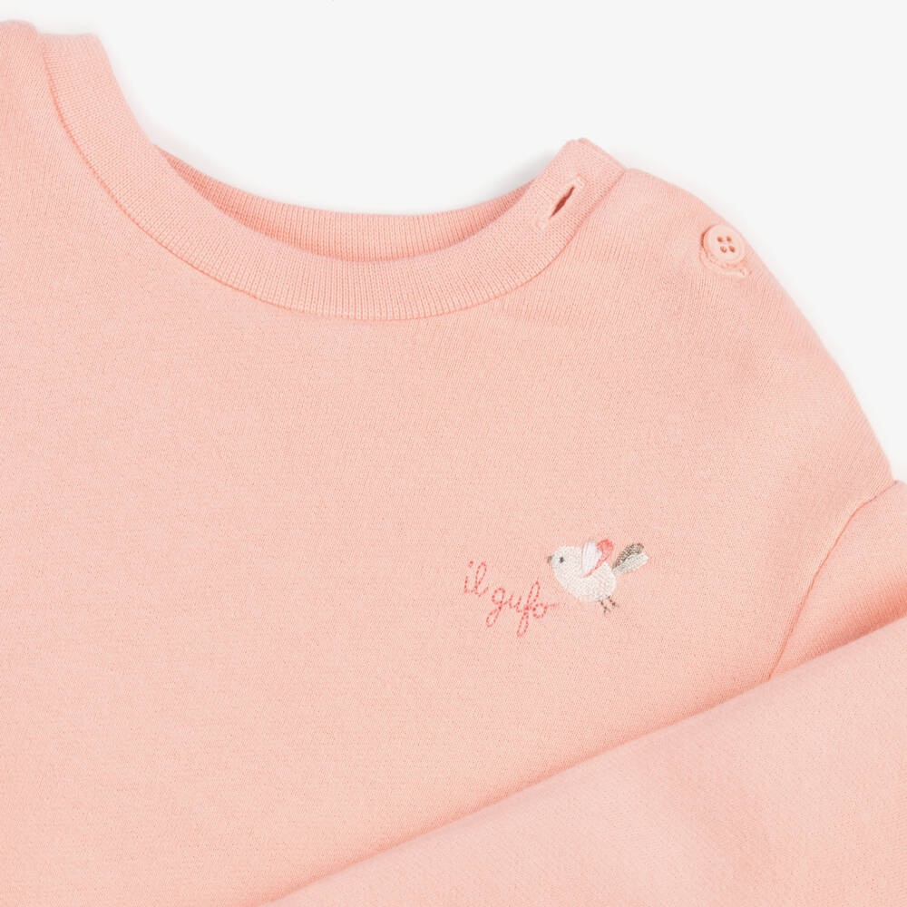 Il Gufo-Peachy Pink Toddler Cotton Ensemble | Childrensalon Outlet