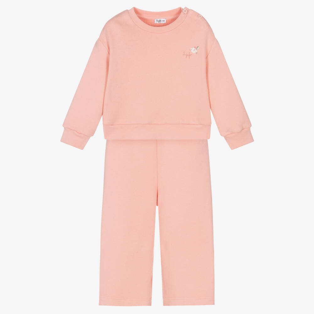 Il Gufo-Peachy Pink Toddler Cotton Ensemble | Childrensalon Outlet