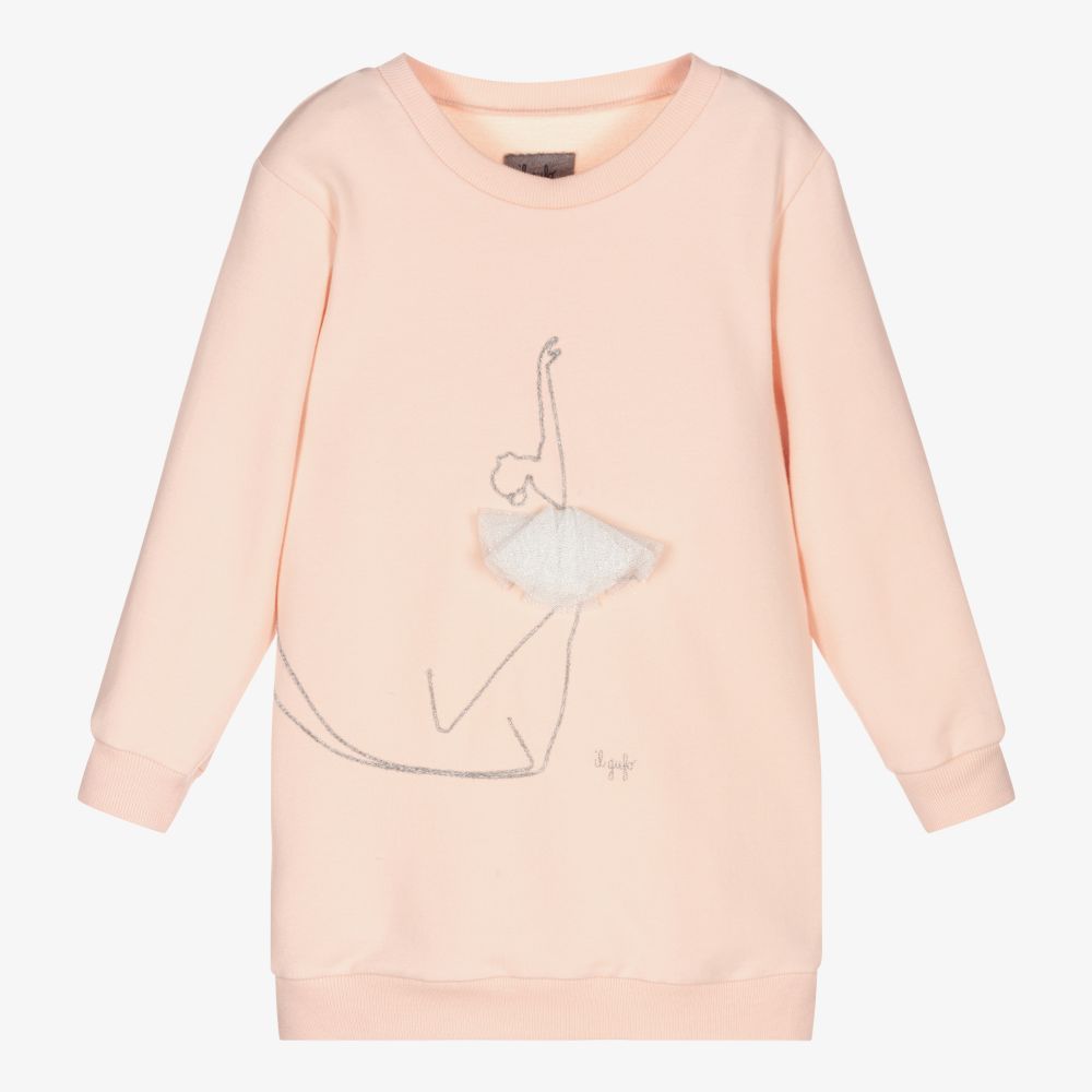 Il Gufo - Pink Cotton Sweatshirt Dress | Childrensalon