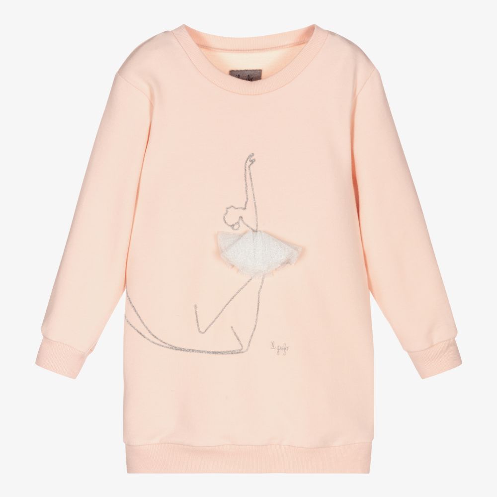 Il Gufo-Pink Cotton Sweatshirt Dress | Childrensalon Outlet