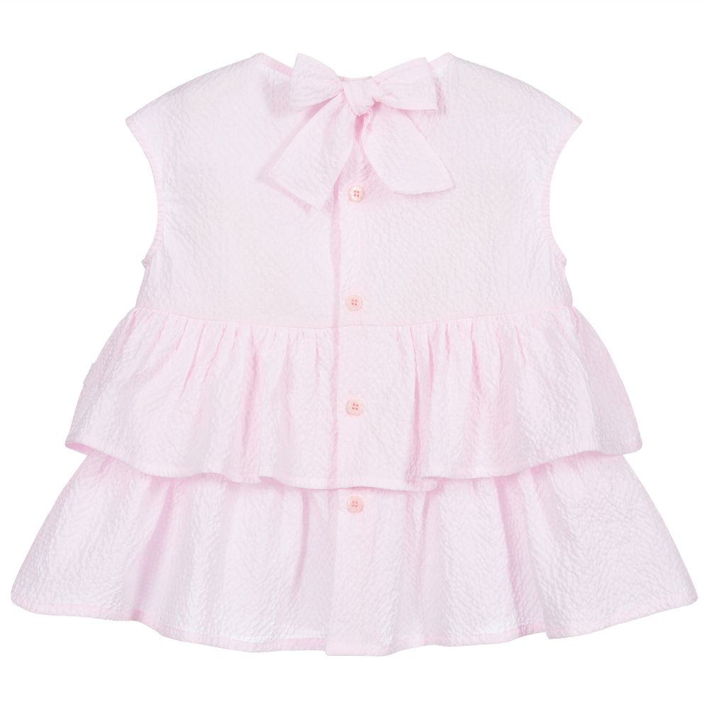 Il Gufo-Pink Cotton Tiered Blouse | Childrensalon Outlet