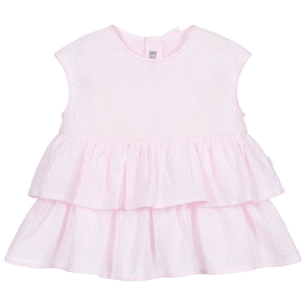 Il Gufo - Blouse rose en coton à volants | Childrensalon