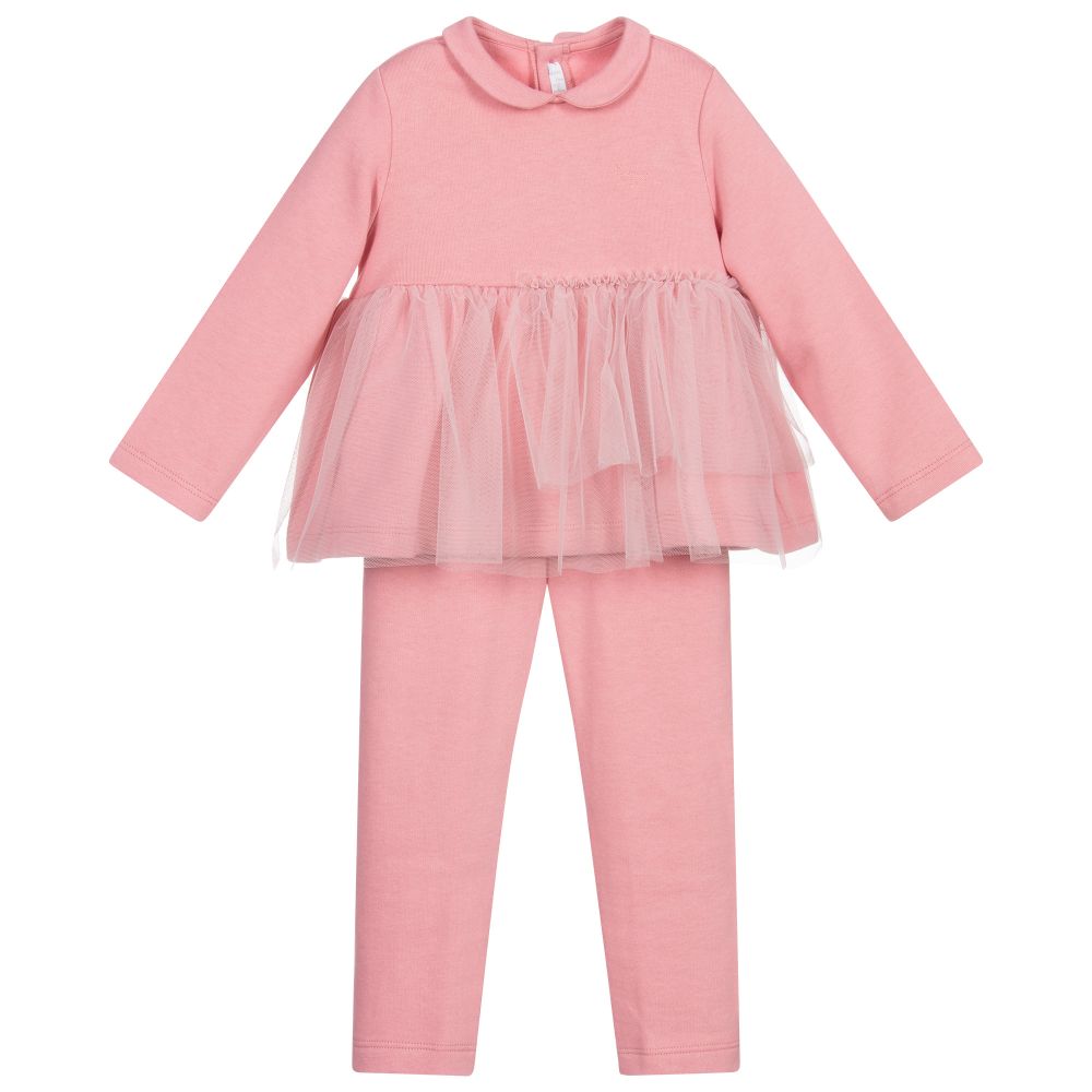 Il Gufo-Pink Cotton Trouser Set  | Childrensalon Outlet