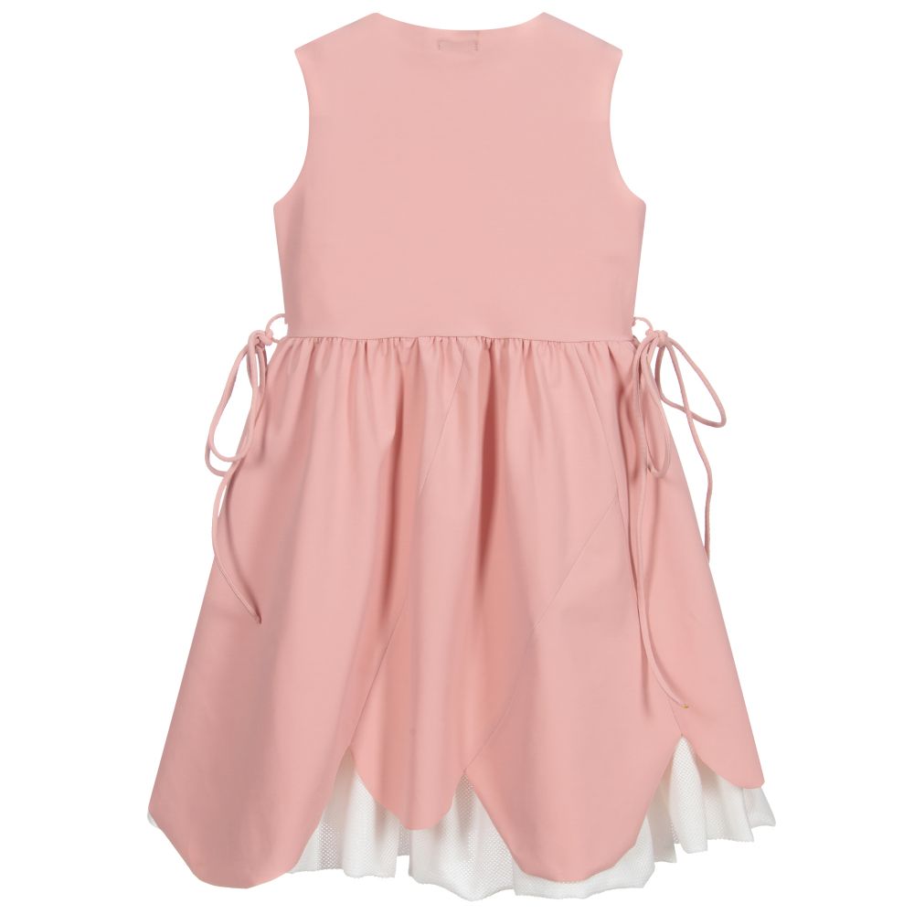 Il Gufo-فستان جيرسي لون زهري وتنورة شبك لون أبيض | Childrensalon Outlet