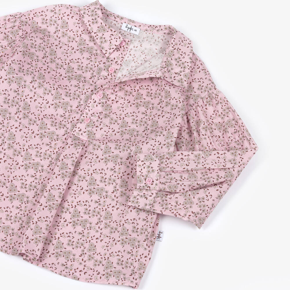 Il Gufo-Pink Floral Print Blouse | Childrensalon Outlet
