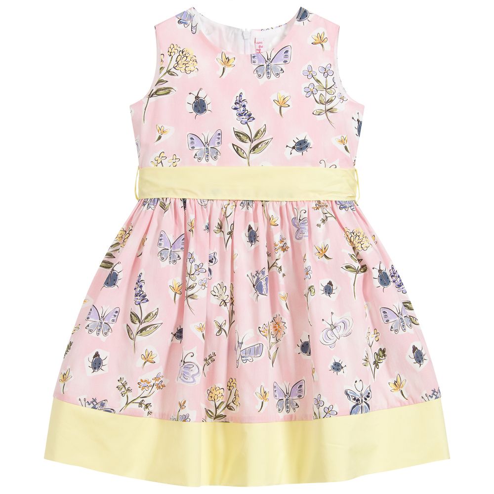 Il Gufo - Pink Floral Print Cotton Dress | Childrensalon