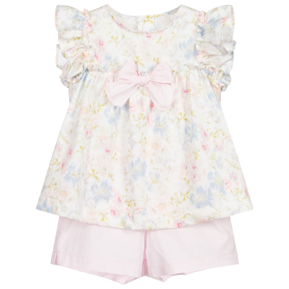 Il Gufo - Rosa, geblümtes Set mit Shorts | Childrensalon