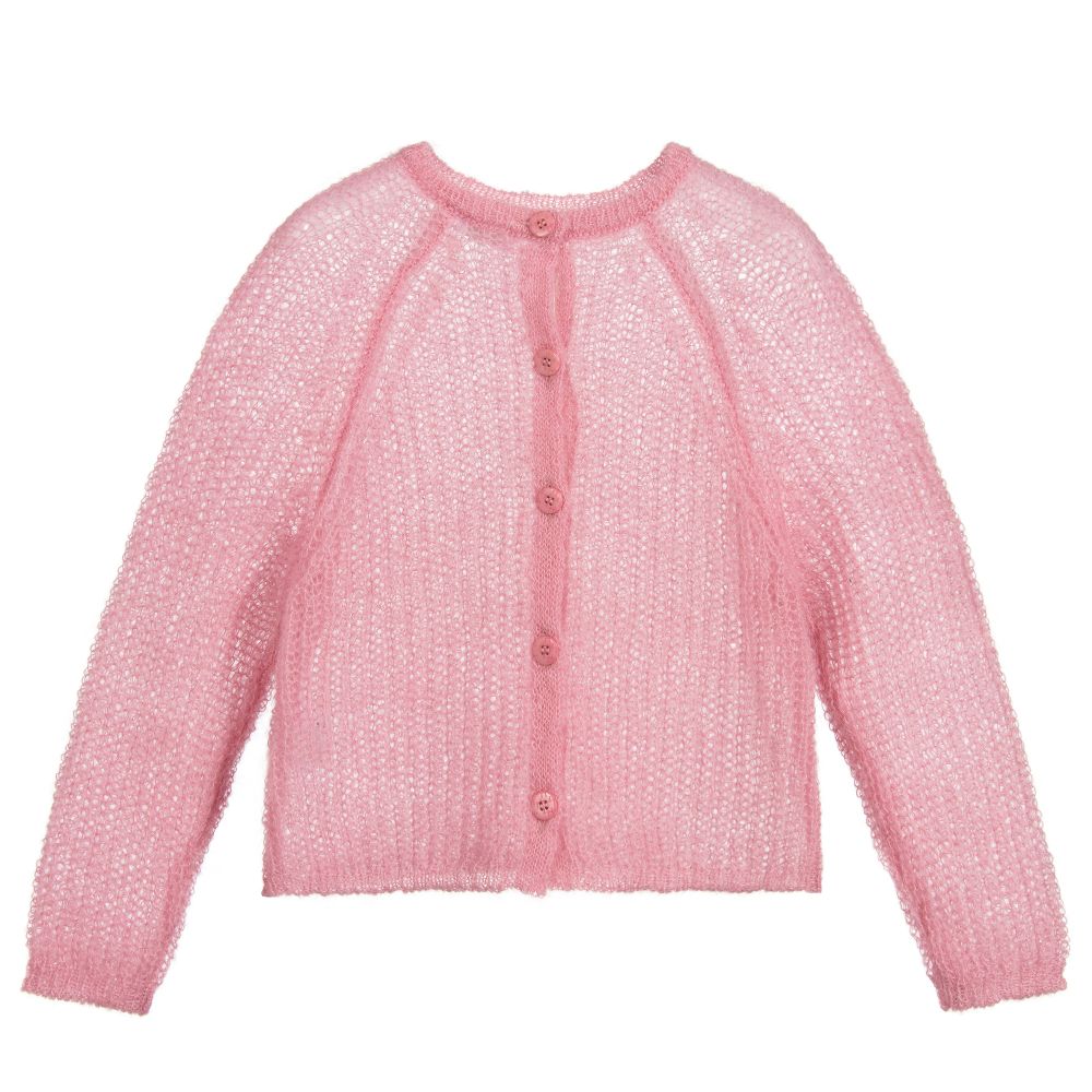 Il Gufo - Pink Knitted Mohair Cardigan | Childrensalon