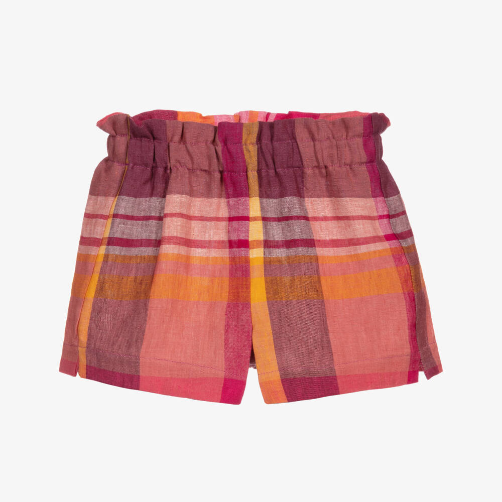 Il Gufo-Pink & Orange Check Shorts | Childrensalon Outlet