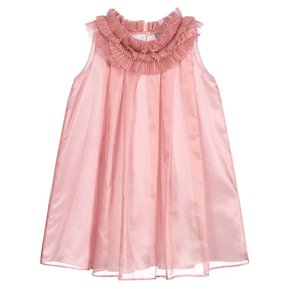Il Gufo - Pink Silk Ruffle Dress | Childrensalon