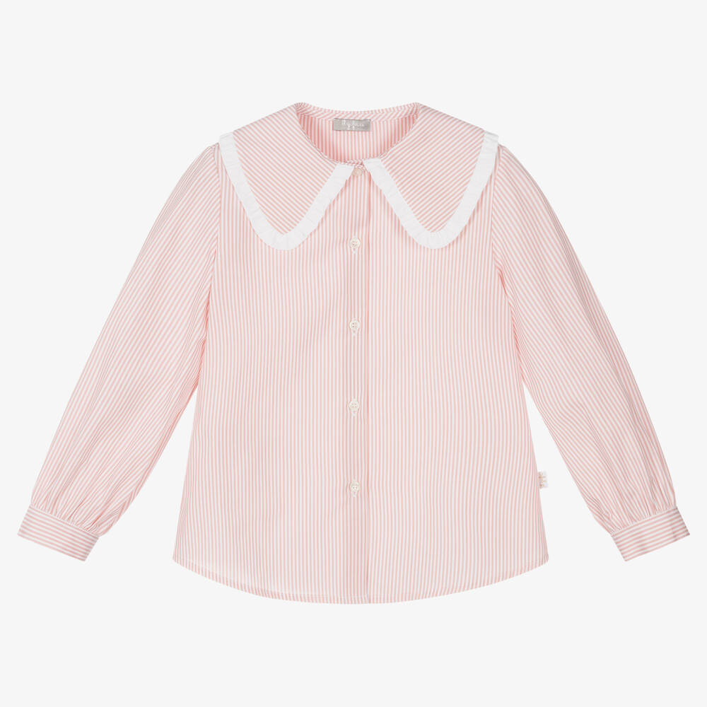Il Gufo - Розовая хлопковая блузка в полоску | Childrensalon