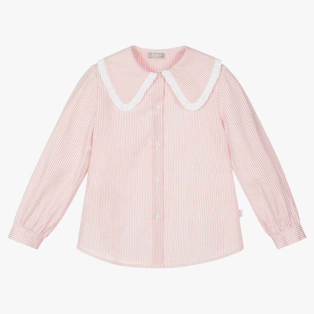 Il Gufo - Rosa Streifen-Baumwollbluse | Childrensalon