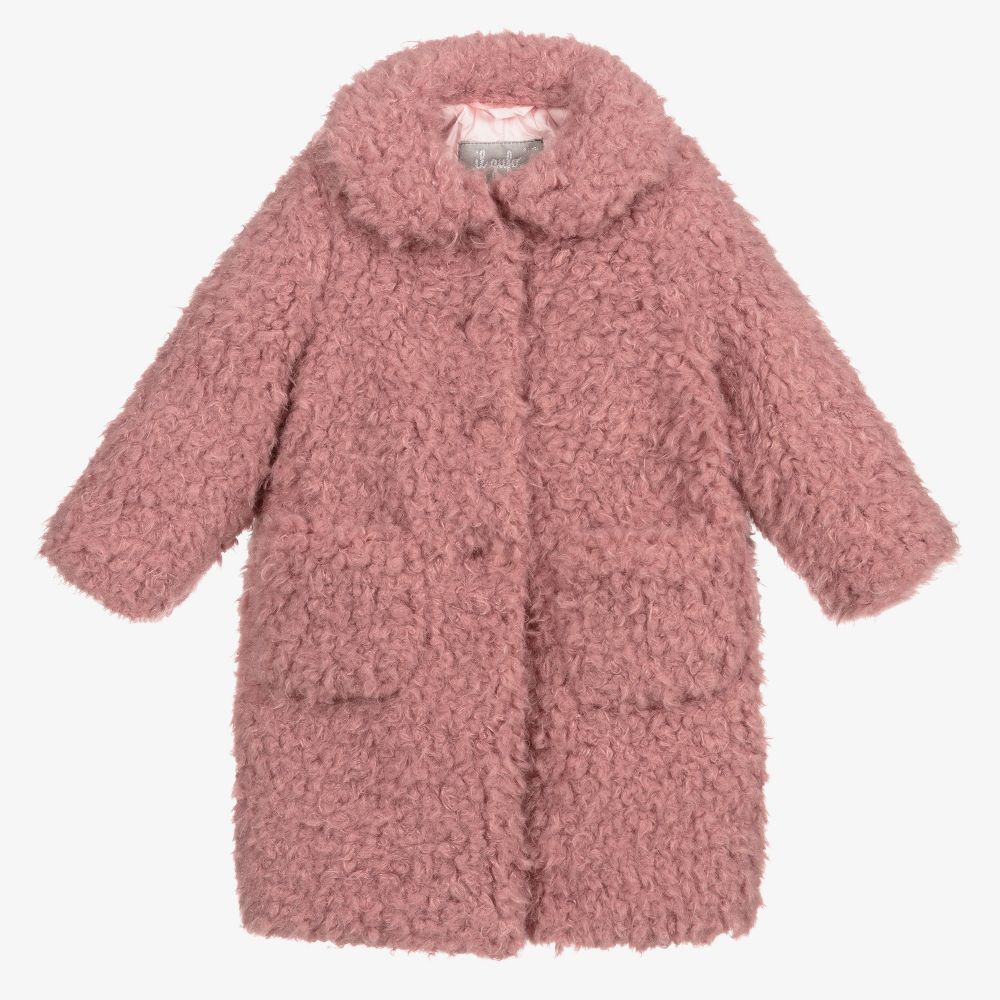 Il Gufo Pink Teddy Fleece Coat Childrensalon Outlet