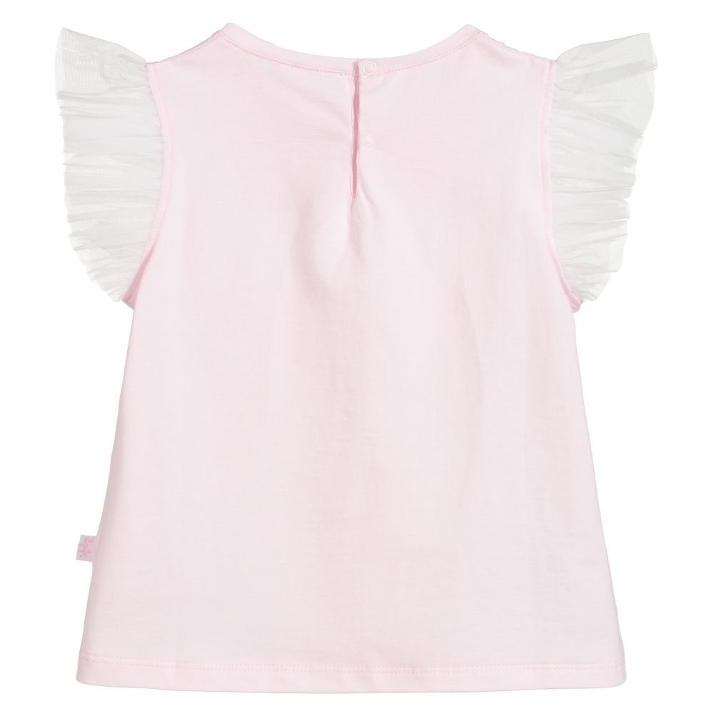 Il Gufo-Pink & White Cotton T-Shirt | Childrensalon Outlet