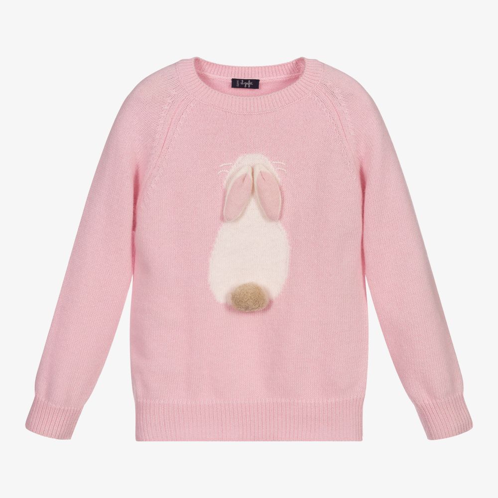 Il Gufo - Pink Wool Bunny Sweater | Childrensalon