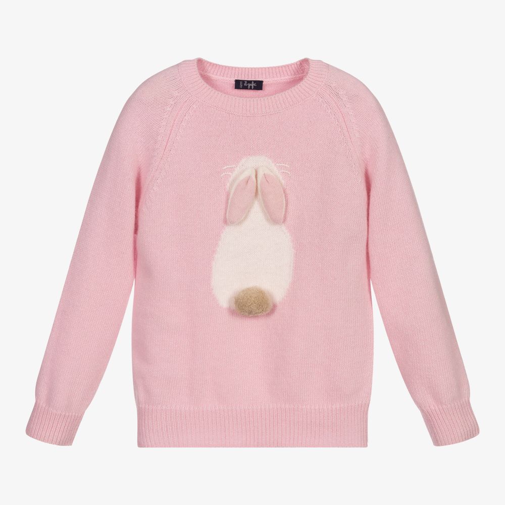 Il Gufo - Rosa Wollpullover mit Häschen | Childrensalon