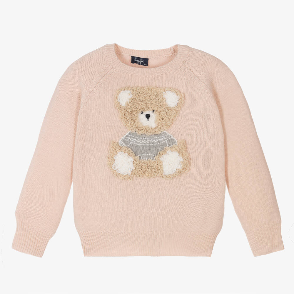 Il Gufo - Pull rose en laine ours | Childrensalon