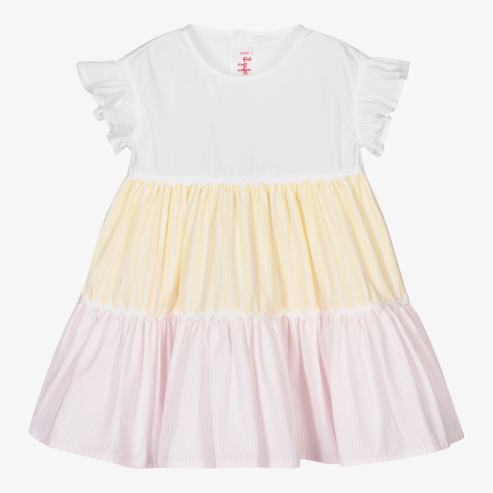 Il Gufo - Robe rose et jaune en coton | Childrensalon