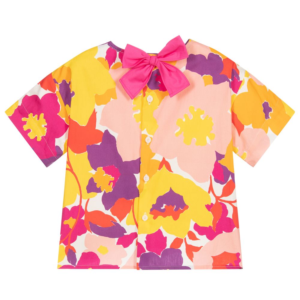 Il Gufo-Pink & Yellow Floral Blouse | Childrensalon Outlet