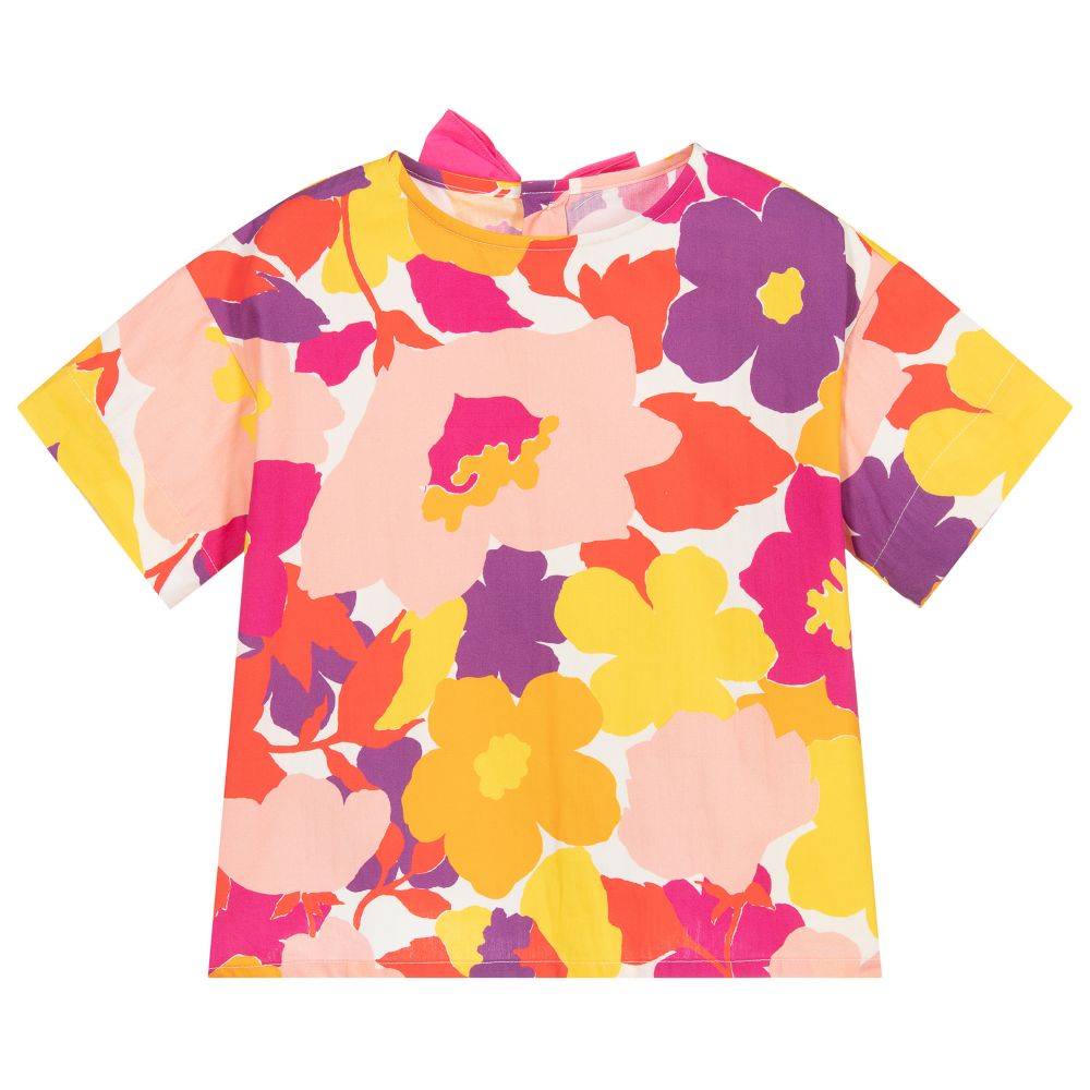 Il Gufo - Blouse fleurie rose et jaune | Childrensalon