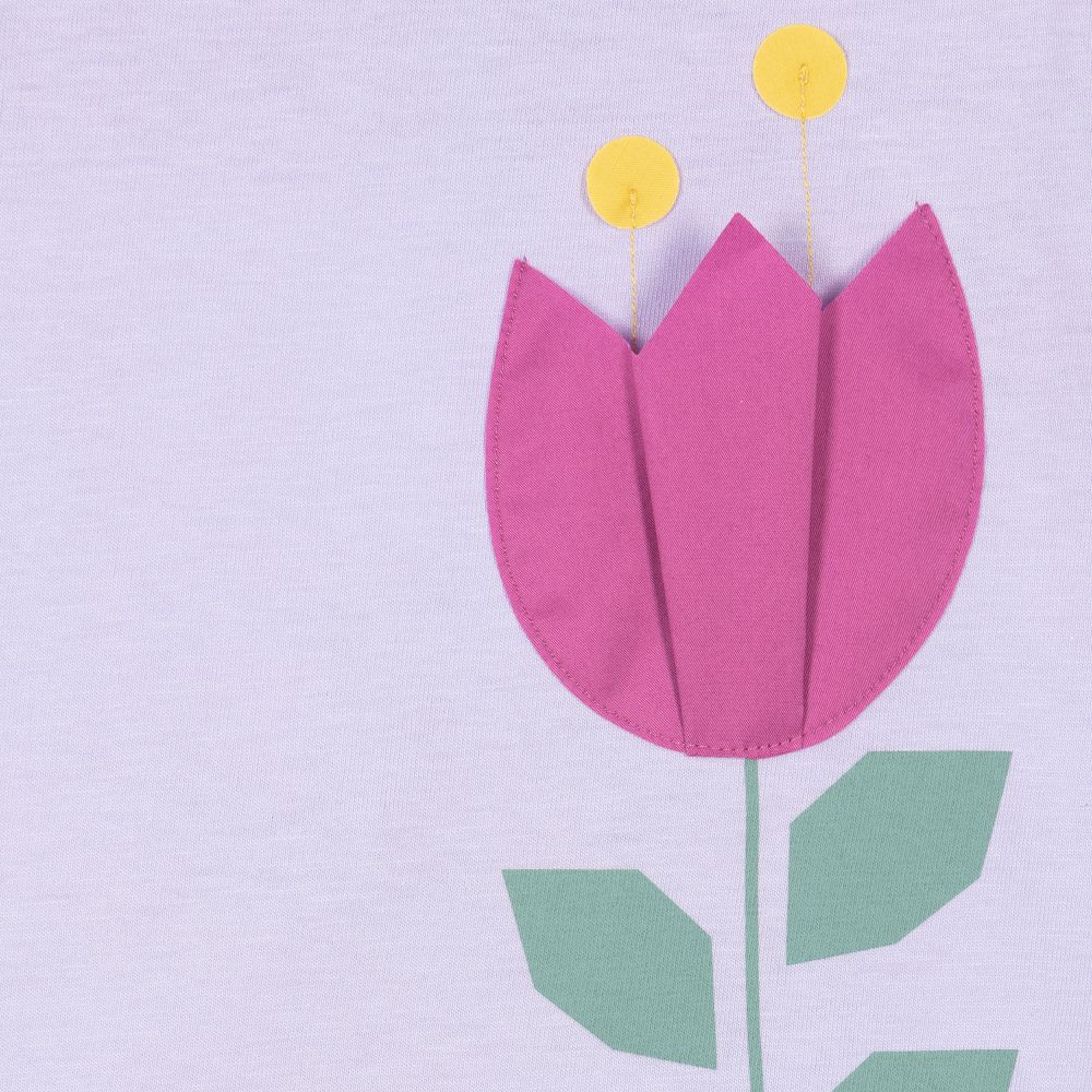 Il Gufo-Фиолетовая хлопковая футболка с тюльпаном | Childrensalon Outlet