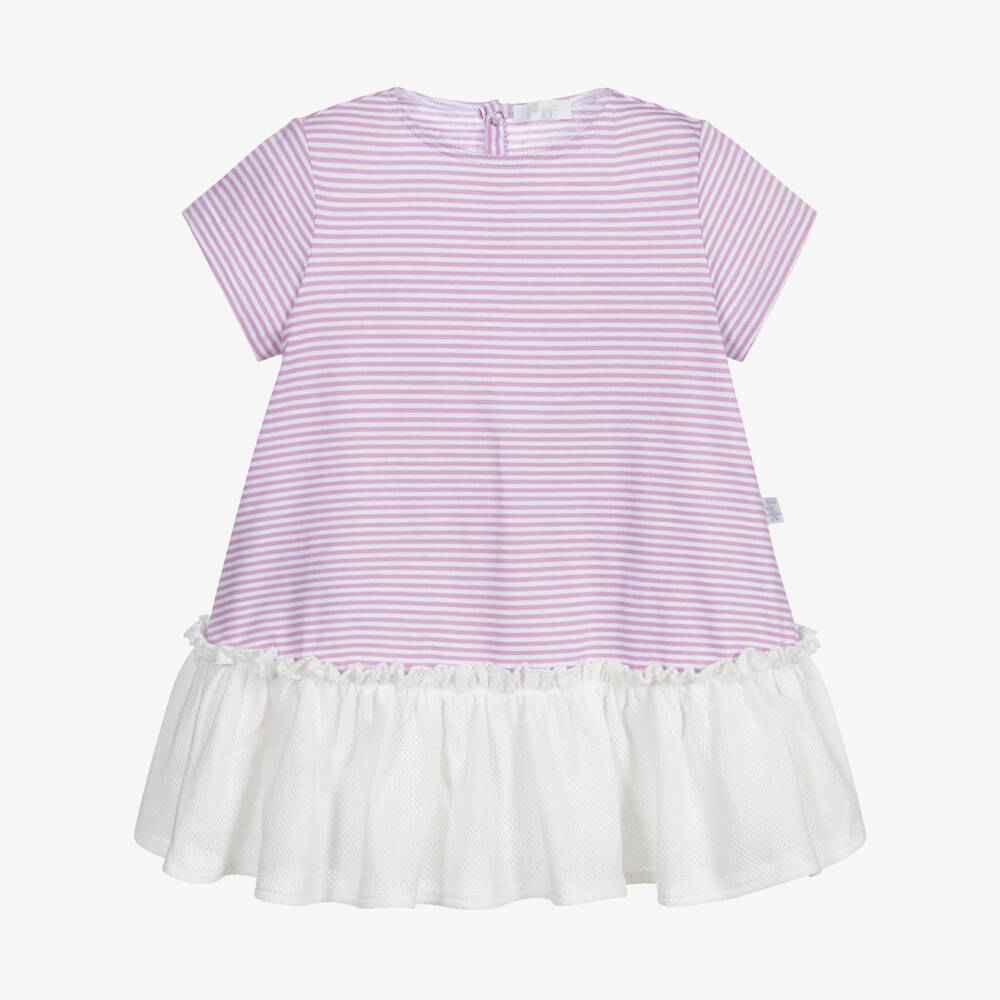 Il Gufo-Purple & White Striped Dress | Childrensalon Outlet