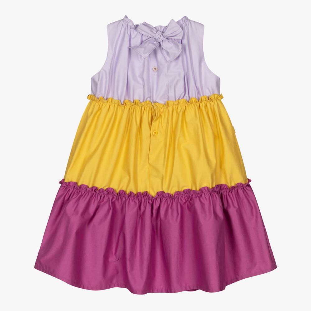 Il Gufo-Purple & Yellow Cotton Dress | Childrensalon Outlet