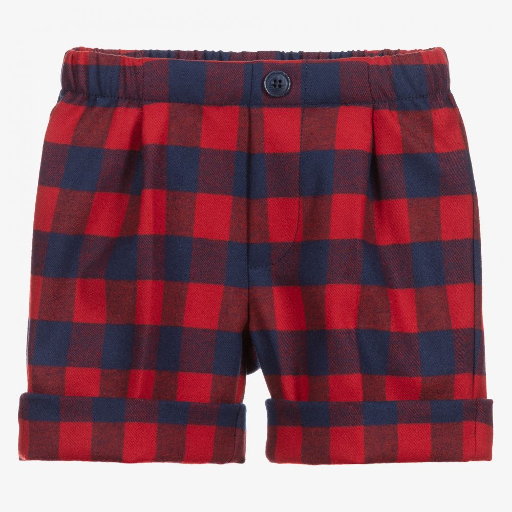 Il Gufo - Red & Blue Check Shorts | Childrensalon