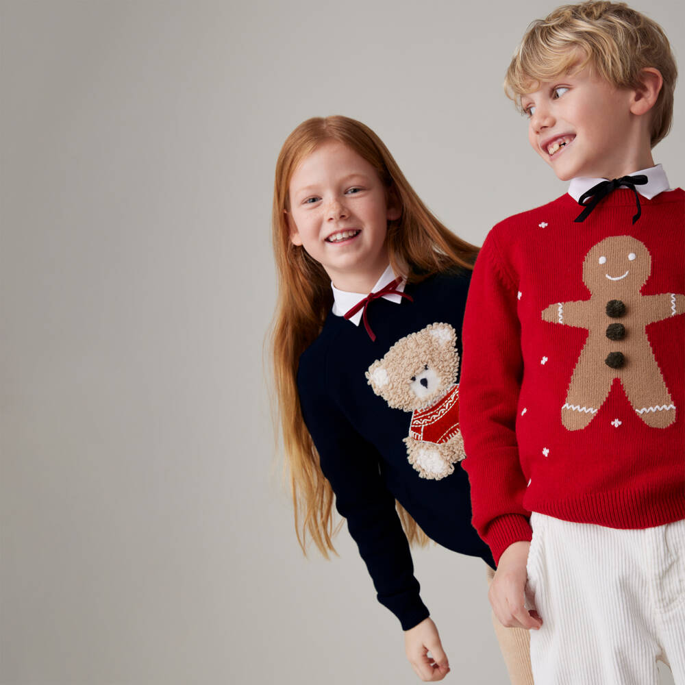 Il Gufo-Red Merino Wool Gingerbread Sweater | Childrensalon Outlet