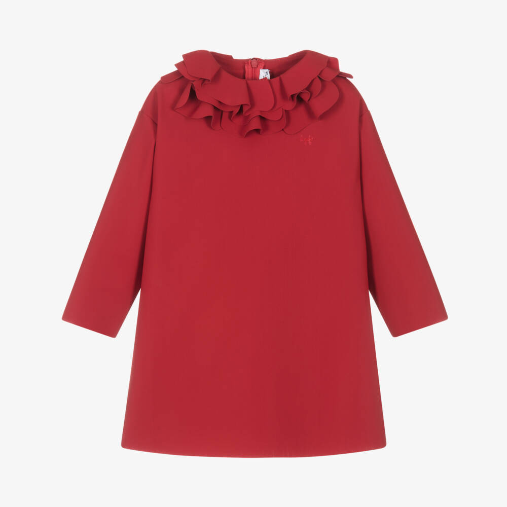Il Gufo-Red Ruffle Collar Dress | Childrensalon Outlet