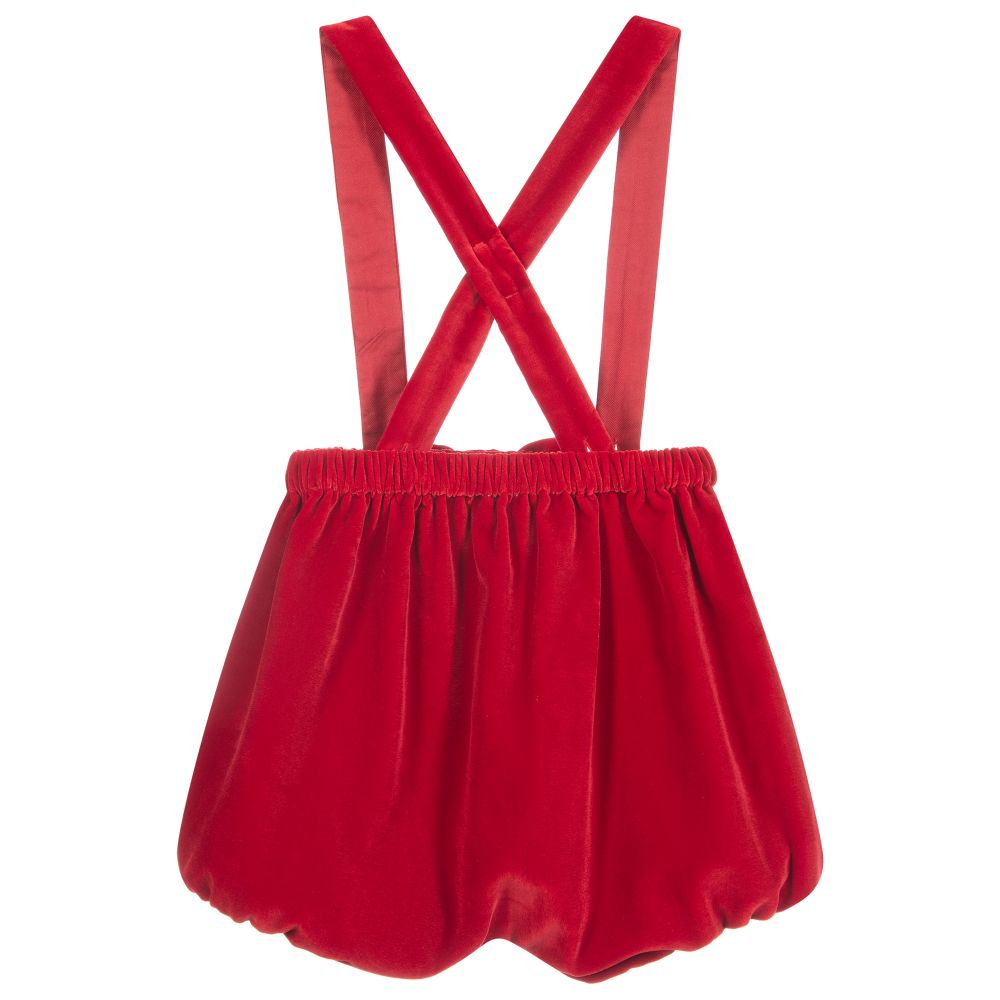 Il Gufo-Красные бархатные шорты на бретелях | Childrensalon Outlet