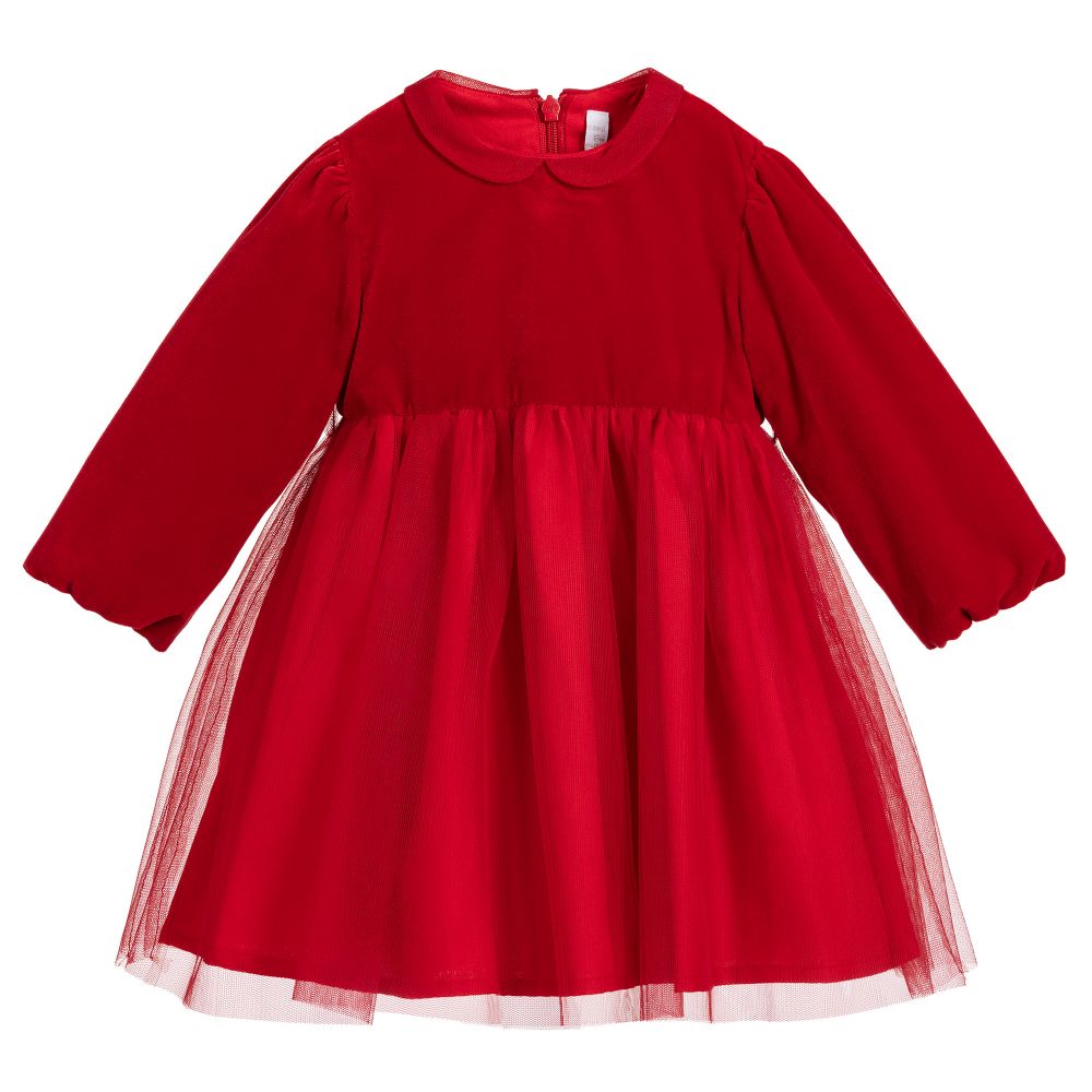 Il Gufo-Red Velvet & Tulle Dress | Childrensalon Outlet