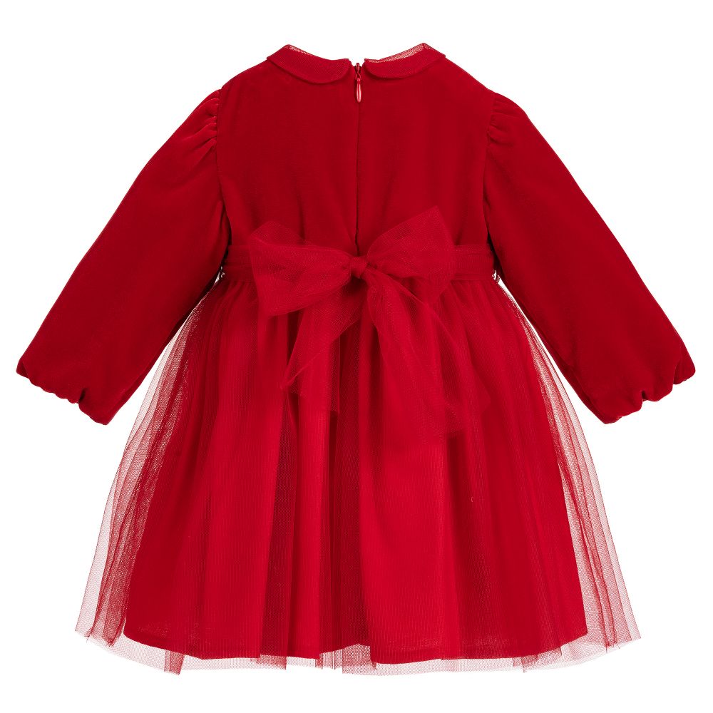 Il Gufo-Red Velvet & Tulle Dress | Childrensalon Outlet
