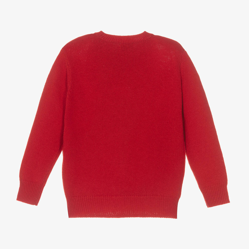 Il Gufo-Red Wool Reindeer Sweater | Childrensalon Outlet